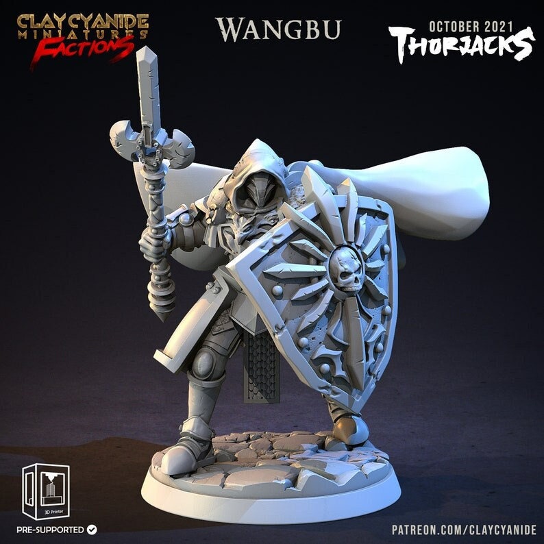 Oathbreaker Paladin Chaos Knight Shield and Spear Warforged Unpainted Miniature | 28mm, 32mm Scales | Dungeons and Dragons | Pathfinder |