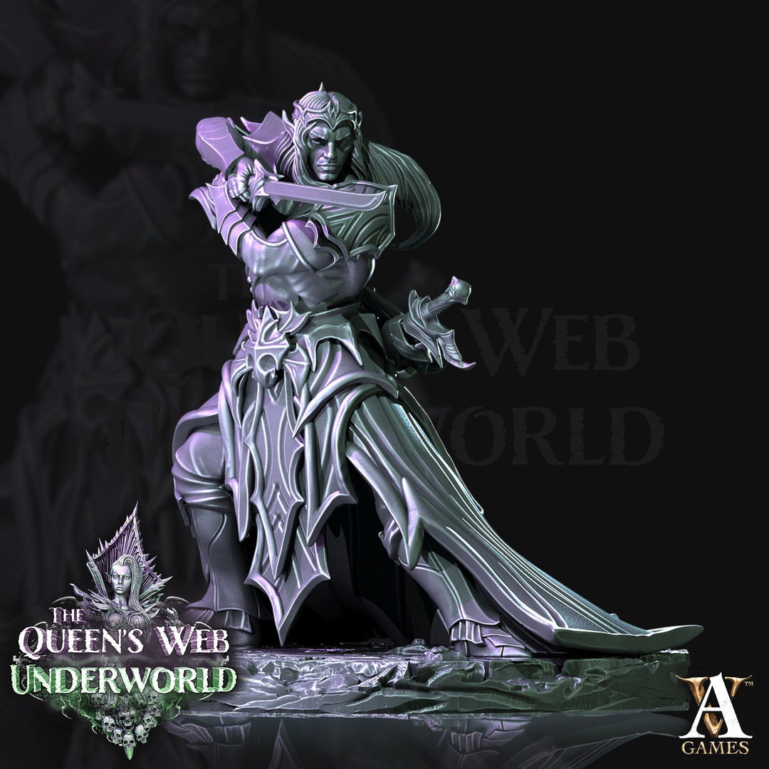 Dark Elf Drow Fighter | 28mm, 32mm,54mm,75mm, 100mm | DnD 5e Miniature | Dungeons and Dragons | Baenere | Melee-Magthere Menzoberranzan