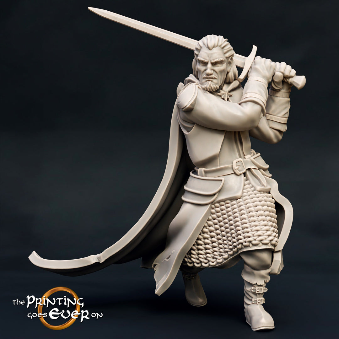 Human Ranger Fighter with Sword | Miniature | 28mm Scale | 32mm Scale | 75mm Scale |Pathfinder Figure | DnD | Figurine unpainted |