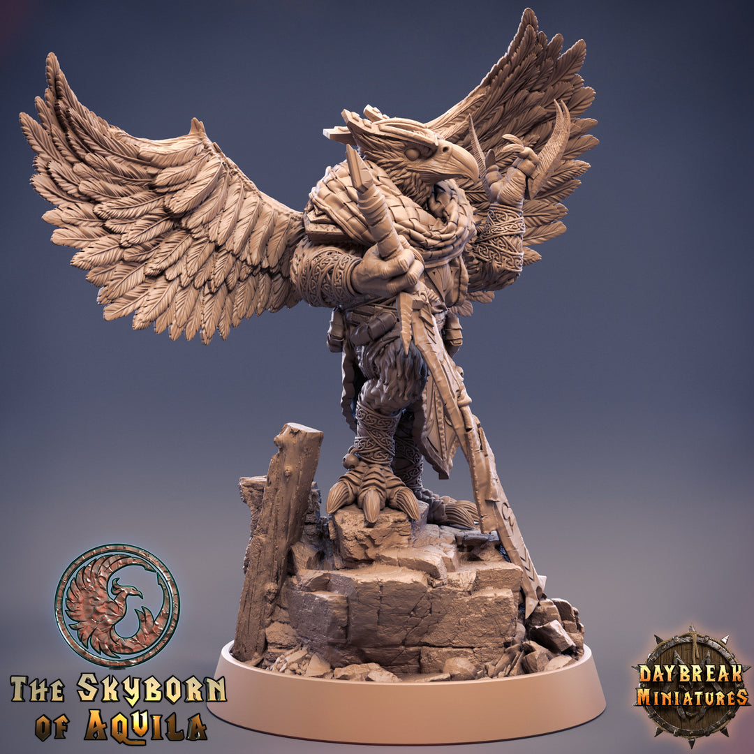Aarakocra Fighter Eldritch Knight Warlock | 28mm, 32mm, 75mm Scale Resin Miniature | Dungeons and Dragons | Daybreak Miniatures