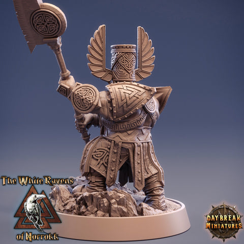 Dwarf Fighter Paladin Polearm Master | DnD | 28mm,32mm, 54mm,75mm,100mm Scales | Pathfinder Mini for Painting | Daybreak Miniatures