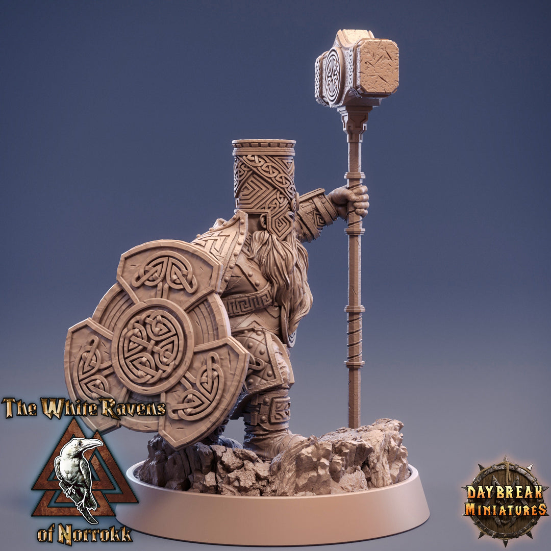 Dwarf Fighter Cleric of Tempus |Dungeons and Dragons | 28mm,32mm,54mm, 75mm, 100mm Scale|Pathfinder Mini for Painting | Daybreak Miniatures