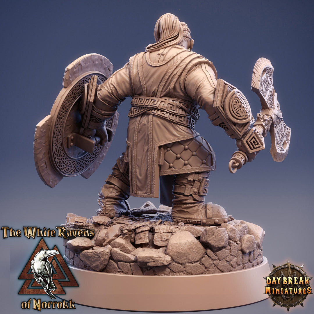 Female Dwarf Fighter | Dungeons and Dragons | 28mm,32mm,54mm, 75mm, 100mm Scales | Pathfinder Mini for Painting | Daybreak Miniatures