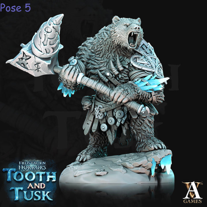 BearFolk Werebear with Double Axe | Available in 28mm,32mm,50mm,75mm Scales |Archvillain Games | Dungeons and Dragons | Pathfinder |