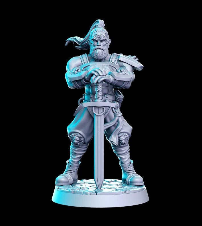 Human Kensai Monk or Fighter Samurai | 28mm,32mm,75mm Scale | Dungeons and Dragons Unpainted Resin Figurine mini - D&D 5e | RN Estudio