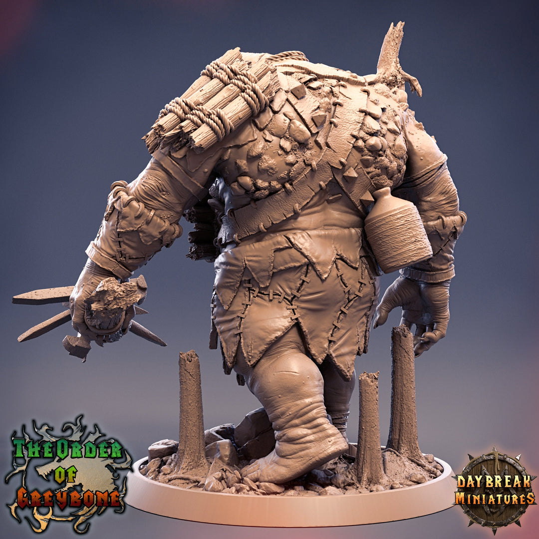 Hill Giant Chief | 28mm &amp; 32mm Scale | 125mm Tall | Dungeons and Dragons | Pathfinder Oger | Daybreak Miniatures | Tabletop RPG |