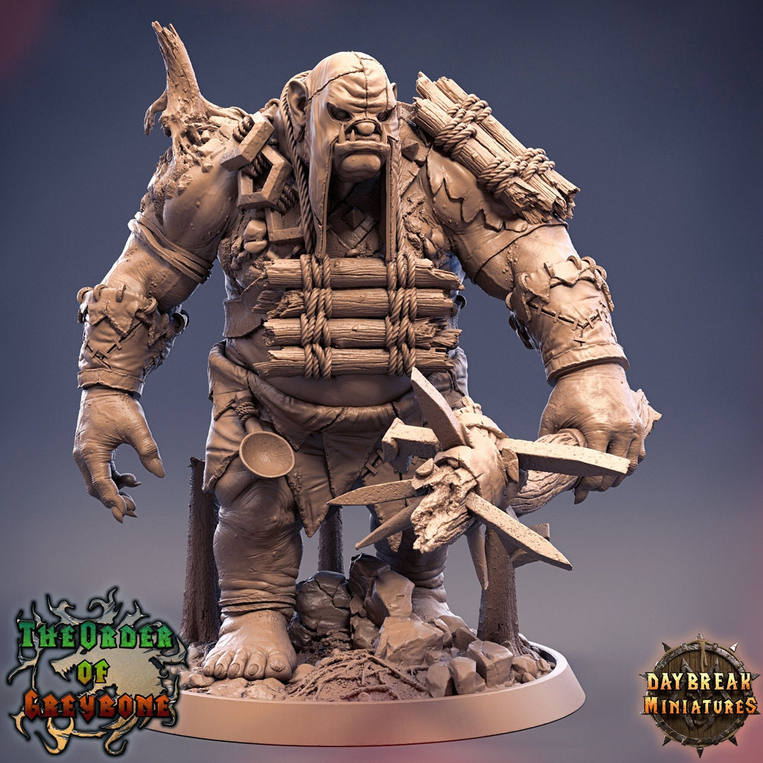 Hill Giant Chief | 28mm & 32mm Scale | 125mm Tall | Dungeons and Dragons | Pathfinder Oger | Daybreak Miniatures | Tabletop RPG |
