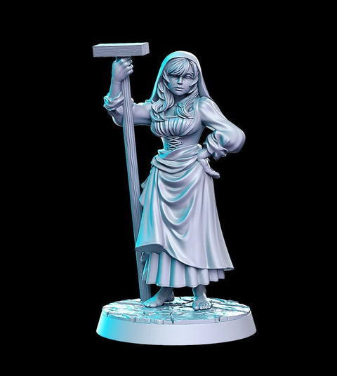Pinup Sexy Female Peasant NPC | 28mm Scale | 32mm Scale Miniature | 75mm Scale | -Dungeons and Dragons - D&D 5e - Pathfinder | RN Estudio