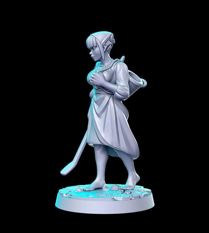 Pinup Sexy Female Peasant NPC | 28mm Scale | 32mm Scale Miniature | 75mm Scale | -Dungeons and Dragons - D&D 5e - Pathfinder | RN Estudio