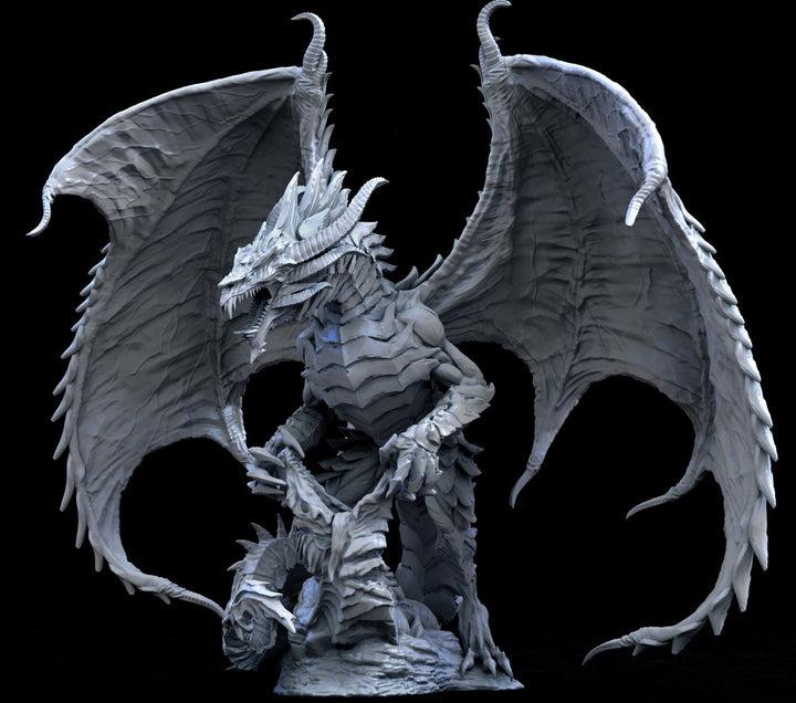 Steel Dragon Miniature - Waterdeep Dragon | Young, Mature &amp; Ancient Sizes 240mm High - Wingspan 305mm | Dungeons and Dragons