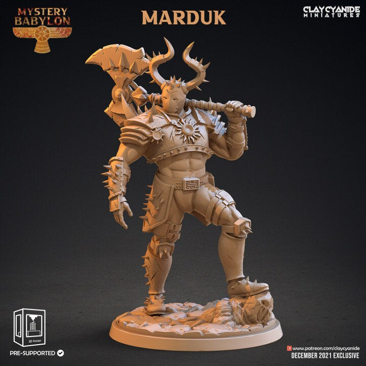 Barbarian with Great Axe, Fighter Chaos Knight | 28mm,32mm scale and 80mm tall | Resin Miniature | Dungeons and Dragons | Clay Cyanide |