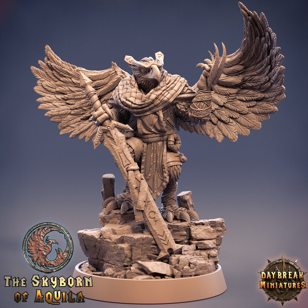 Aarakocra Fighter Eldritch Knight Warlock | 28mm, 32mm, 75mm Scale Resin Miniature | Dungeons and Dragons | Daybreak Miniatures