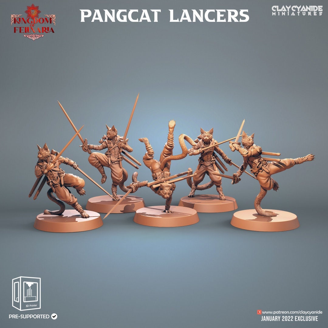 Tabaxi Swashbuckler Fighter Rogue (5 different models) | 28mm, 32mm,75mm Scales | Resin Miniature | Dungeons and Dragons | Pathfinder |