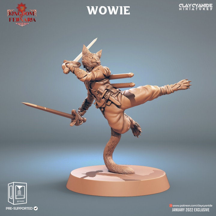 Tabaxi Swashbuckler Fighter Rogue (5 different models) | 28mm, 32mm,75mm Scales | Resin Miniature | Dungeons and Dragons | Pathfinder |