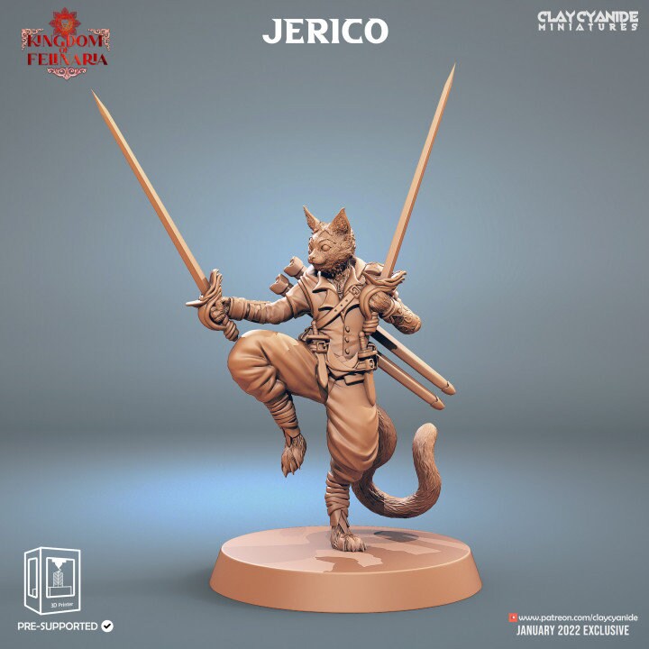 Tabaxi Swashbuckler Fighter Rogue (5 different models) | 28mm, 32mm,75mm Scales | Resin Miniature | Dungeons and Dragons | Pathfinder |