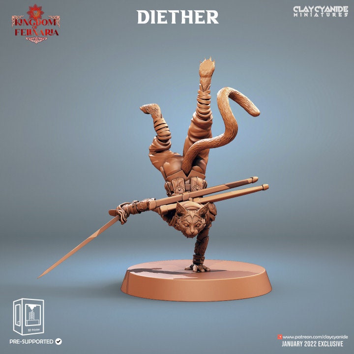 Tabaxi Swashbuckler Fighter Rogue (5 different models) | 28mm, 32mm,75mm Scales | Resin Miniature | Dungeons and Dragons | Pathfinder |