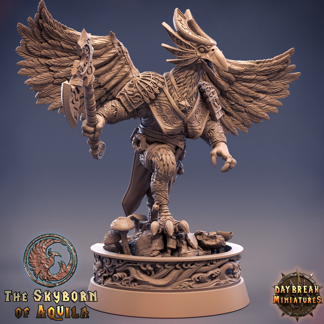 Aarakocra Fighter Ranger Barbarian | 28mm, 32mm, 75mm Scale Resin Miniature | Dungeons and Dragons | Daybreak Miniatures