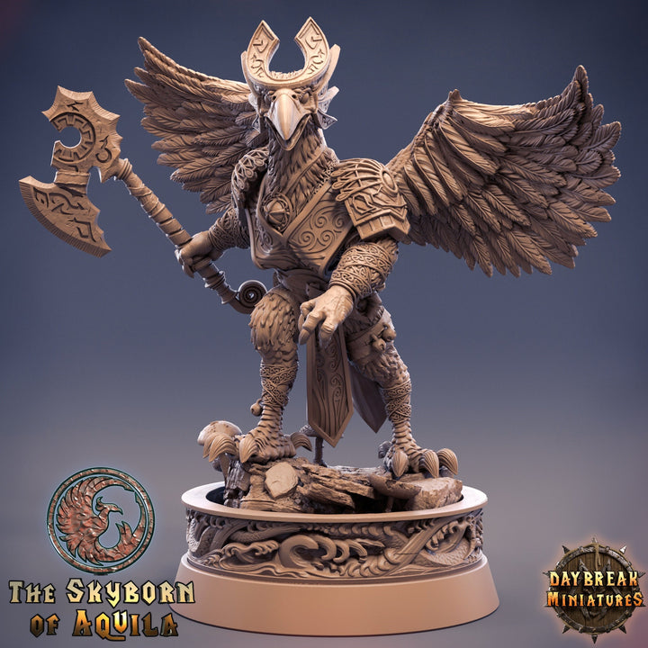 Aarakocra Fighter Ranger Barbarian | 28mm, 32mm, 75mm Scale Resin Miniature | Dungeons and Dragons | Daybreak Miniatures