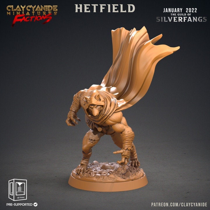 Werewolf Fighter, Wolf Folk, Wolfkind | 28mm, 32mm,75mm Scales | Resin Miniature | Dungeons and Dragons | Figure for painting |Pathfinder |