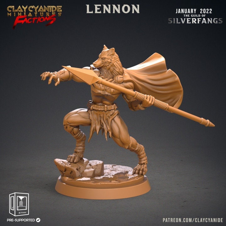 Werewolf Fighter, Wolf Folk, Wolfkind | 28mm, 32mm,75mm Scales | Resin Miniature | Dungeons and Dragons | Figure for painting |Pathfinder |