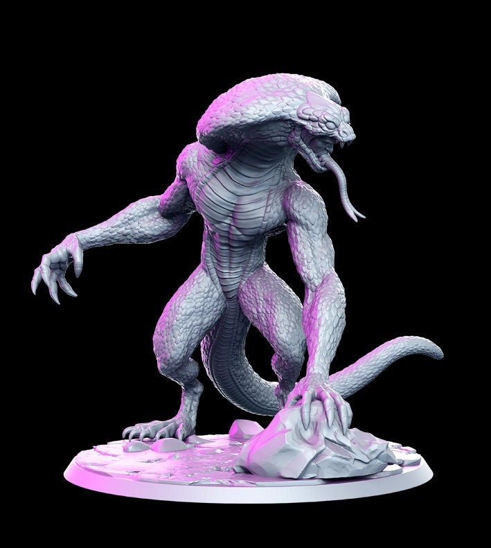 Yuan-Ti Pureblood Serpentfolk 70mm tall available: 28mm, 32mm,75mm Scale | Heroic Scale | - Minis - D&D - Snake creature