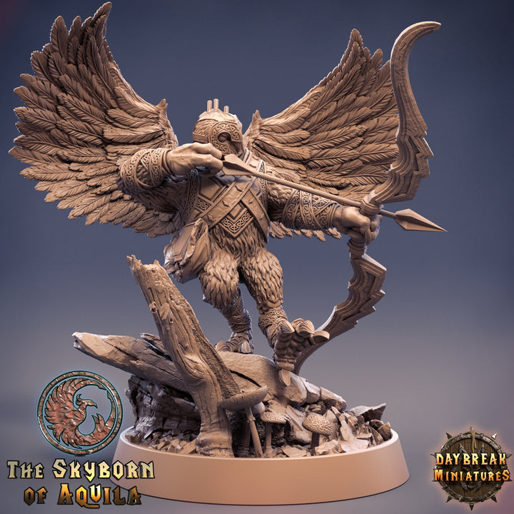 Aarakocra Owlfolk Fighter Ranger Bow Master Sharpshooter | 28mm, 32mm,75mm Scale Resin Miniature |Dungeons and Dragons |Daybreak Miniatures