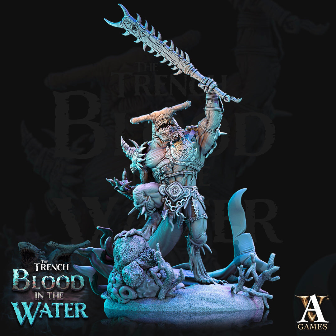 Hammerhead Sharkfolk, Sharkin, Shark-Man | Available in 28mm,32mm,50mm,75mm Scales | Archvillain Games | Dungeons and Dragons | Pathfinder