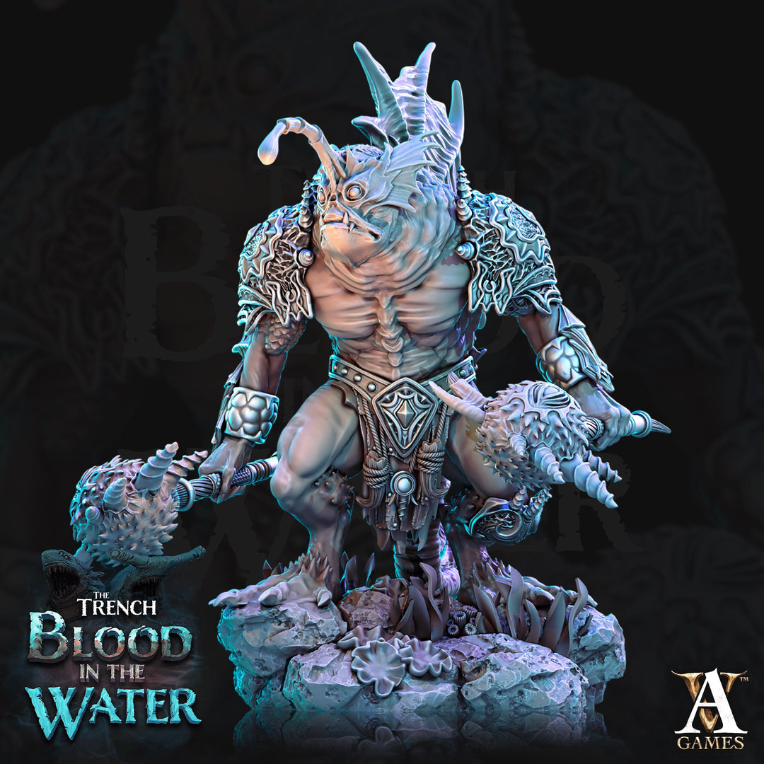 Sahuagin two weapons | Resin Miniature | Dungeons and Dragons | 28mm,32mm,54mm, 75mm, 100m Scales | Pathfinder Sea Devil humanoid | D&D 5e |