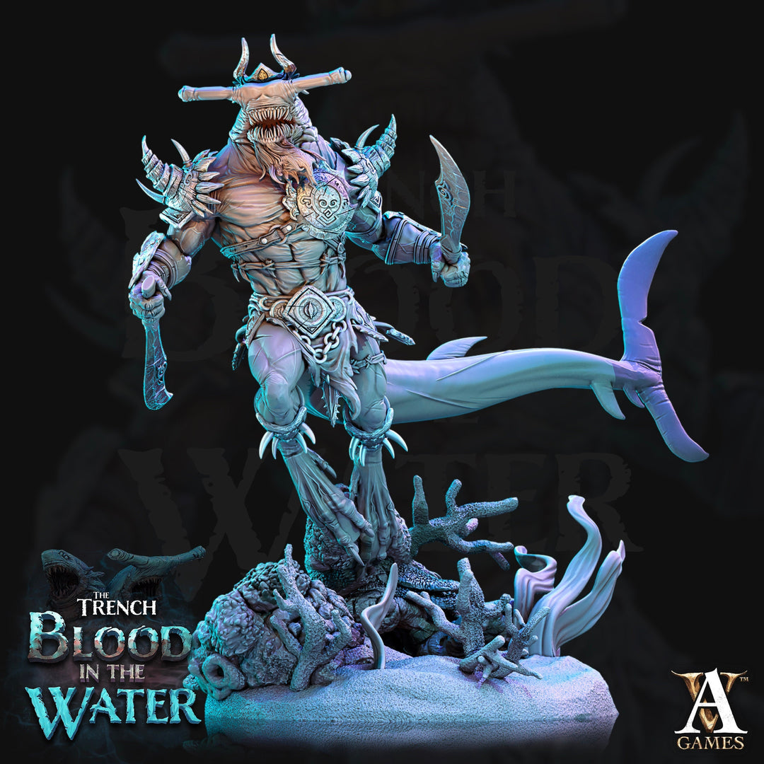 Hammerhead Sharkfolk, Sharkin, Shark-Man | Available in 28mm,32mm,50mm,75mm Scales | Archvillain Games | Dungeons and Dragons | Pathfinder