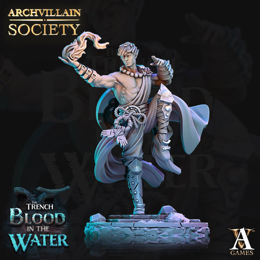 Male Half-Elf Monk, Elf Monk PC or NPC | 28mm, 32mm, 54mm, 75mm, 100mm Scales | Dungeons and Dragons 5e | Pathfinder |