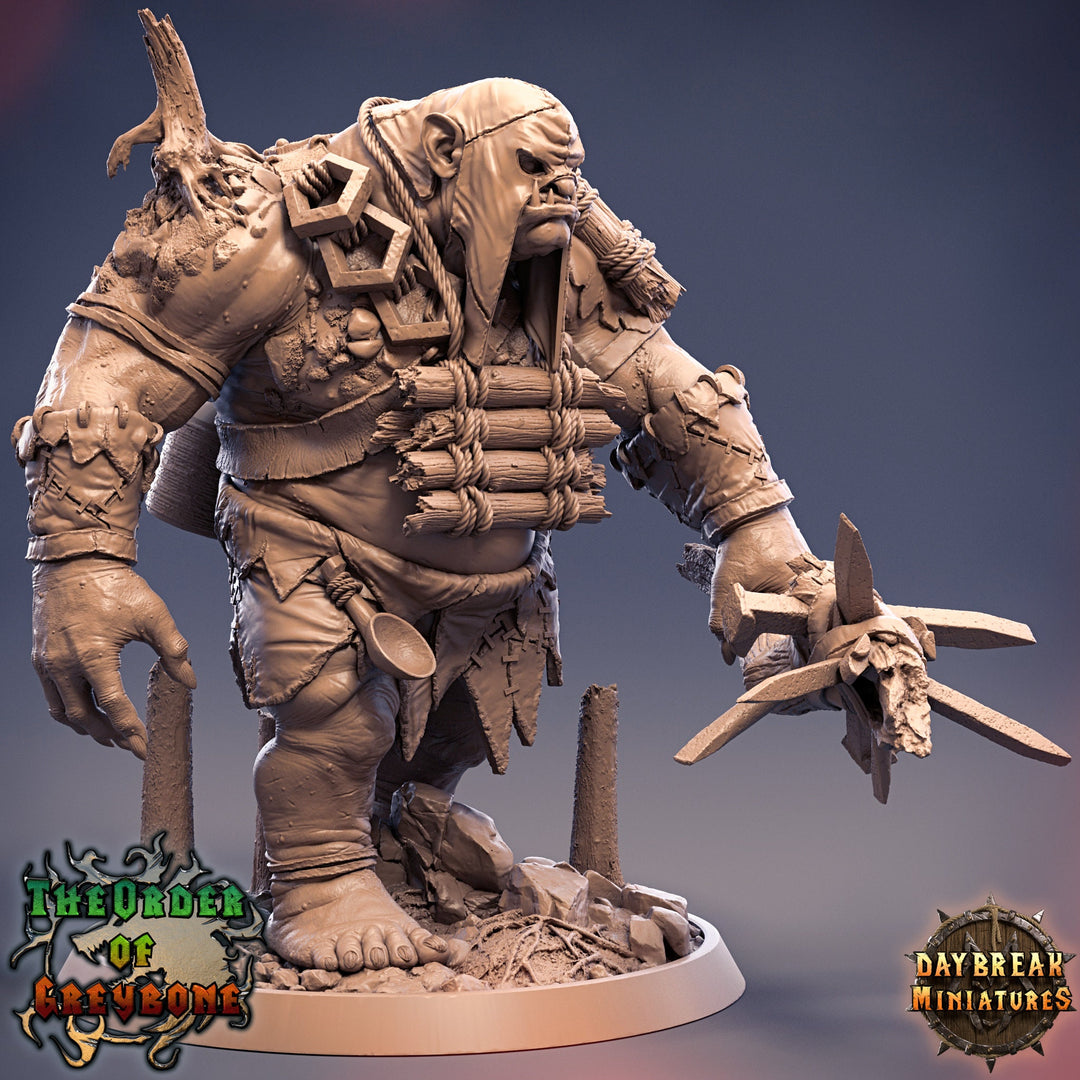 Hill Giant Chief | 28mm &amp; 32mm Scale | 125mm Tall | Dungeons and Dragons | Pathfinder Oger | Daybreak Miniatures | Tabletop RPG |