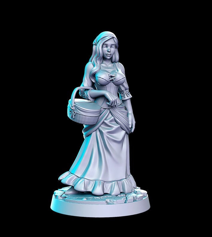 Pinup Sexy Female Peasant NPC | 28mm Scale | 32mm Scale Miniature | 75mm Scale | -Dungeons and Dragons - D&D 5e - Pathfinder | RN Estudio