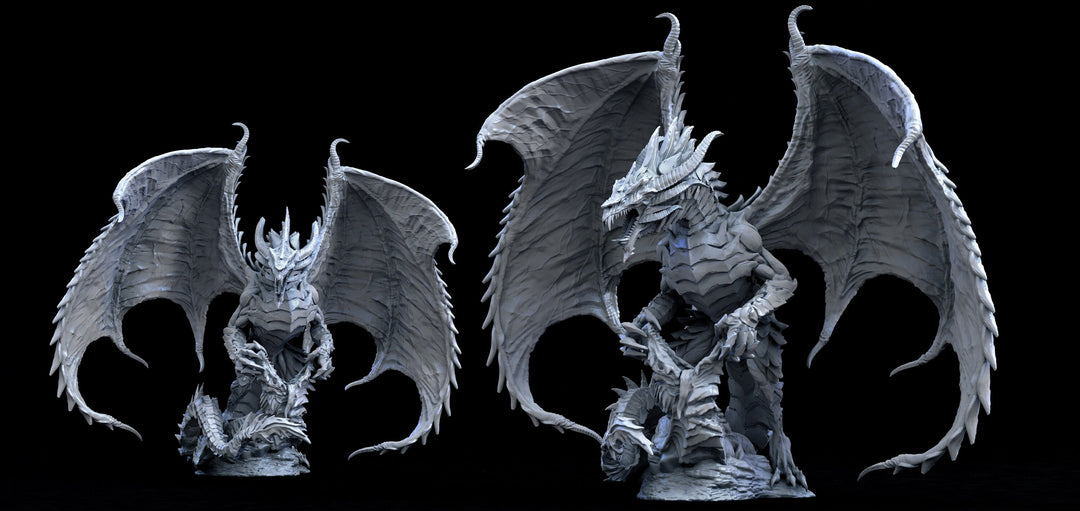 Steel Dragon Miniature - Waterdeep Dragon | Young, Mature &amp; Ancient Sizes 240mm High - Wingspan 305mm | Dungeons and Dragons
