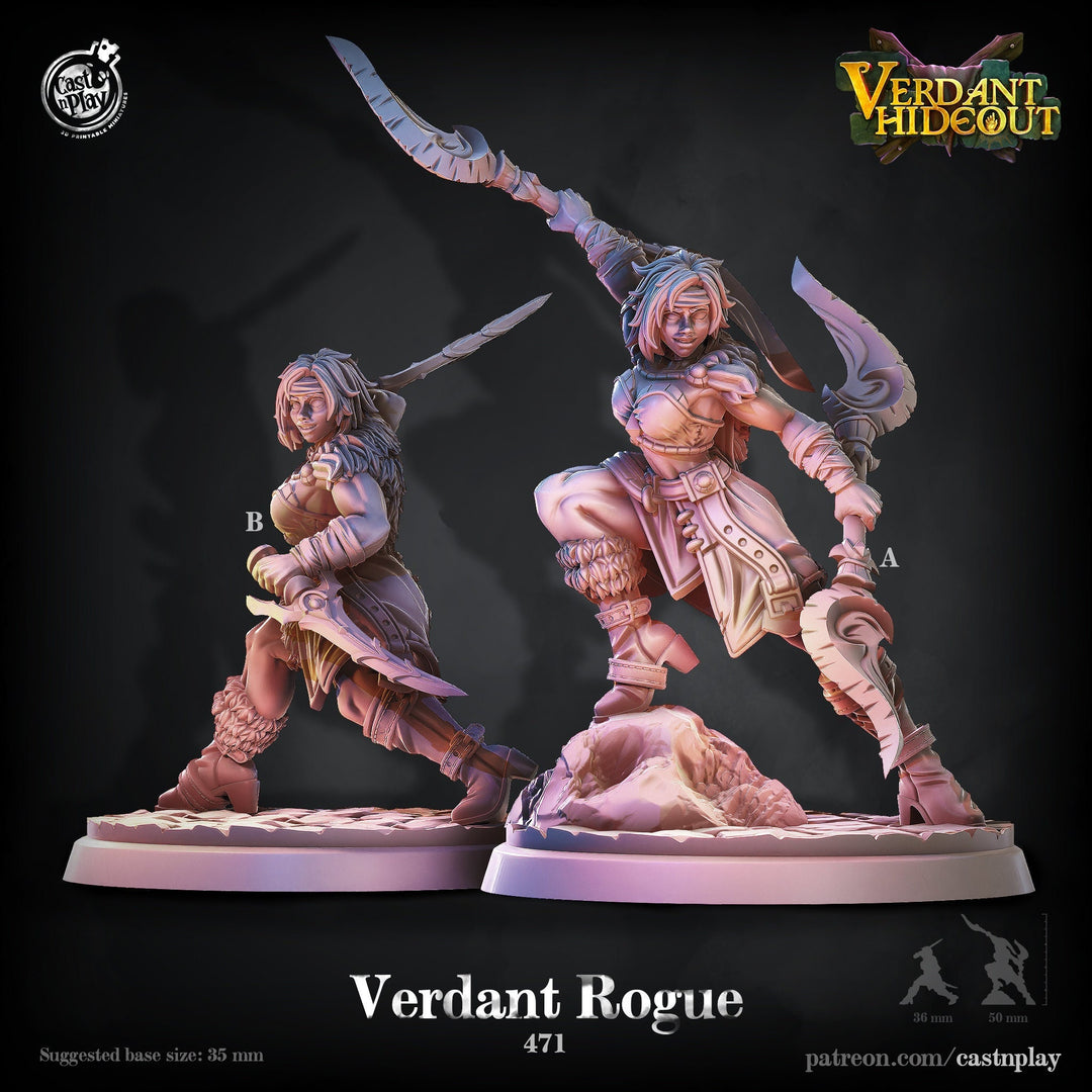 Female Rogue- 2 Poses Different weapons | 28mm, 32mm, 75mm Scale | Dungeons and Dragons 5e Miniatures | Pathfinder | Figurine | Resin