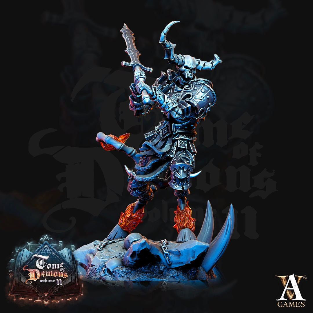 Undead Death Fighter, Demon Hell Knight | 28mm, 32mm, 75mm Scale | Dungeons and Dragons 5e Miniatures | Pathfinder | Archvillain games