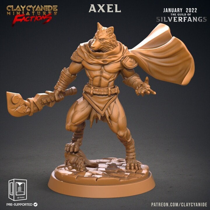 Werewolf Fighter, Wolf Folk, Wolfkind | 28mm, 32mm,75mm Scales | Resin Miniature | Dungeons and Dragons | Figure for painting |Pathfinder |