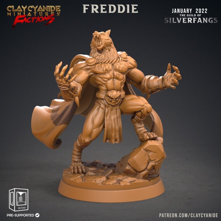 Werewolf Fighter, Wolf Folk, Wolfkind | 28mm, 32mm,75mm Scales | Resin Miniature | Dungeons and Dragons | Figure for painting |Pathfinder |