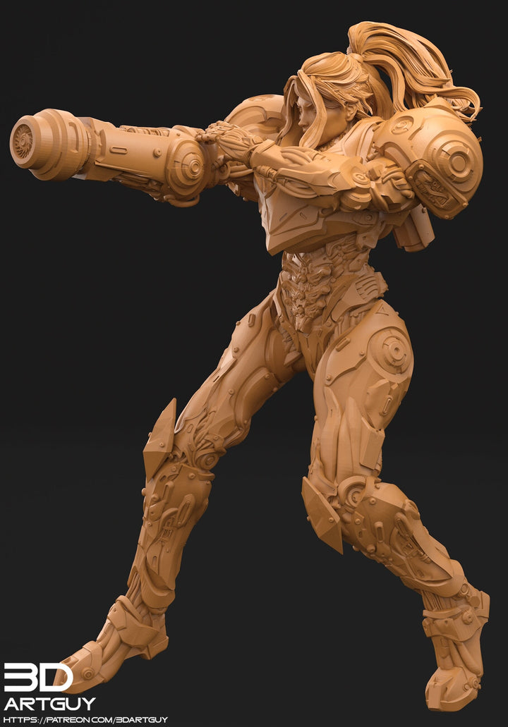 Female Commander Armored | No Helmet or Helmet | 28mm, 32mm Scales also 50mm and 100mm | Sci-Fi miniatures | Fan Art