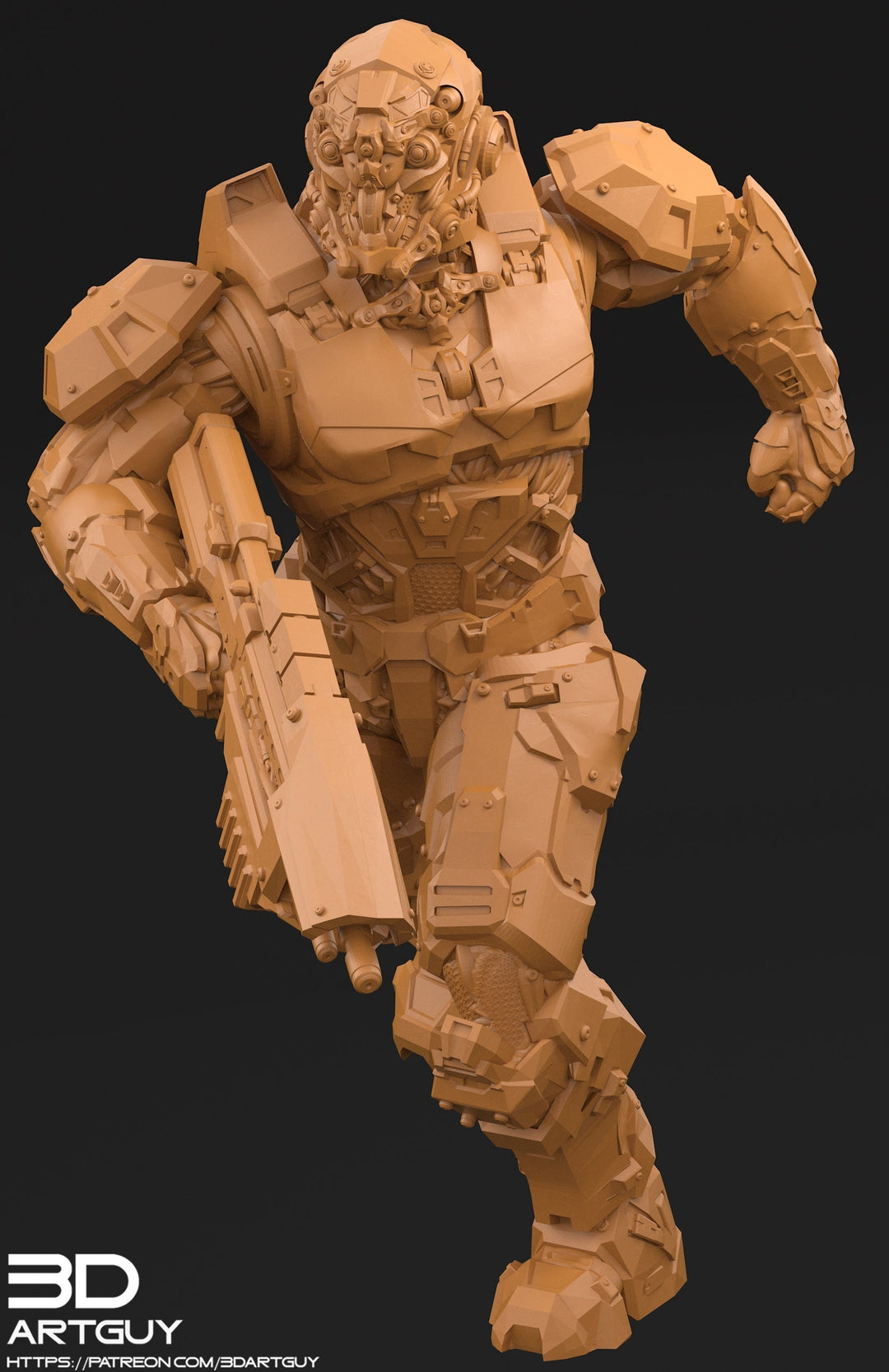 Space Spartan miniature Running pose | 28mm, 32mm Scales also 50mm and 100mm | Sci-Fi Video Games miniatures | Fan Art | 3Dartguy|