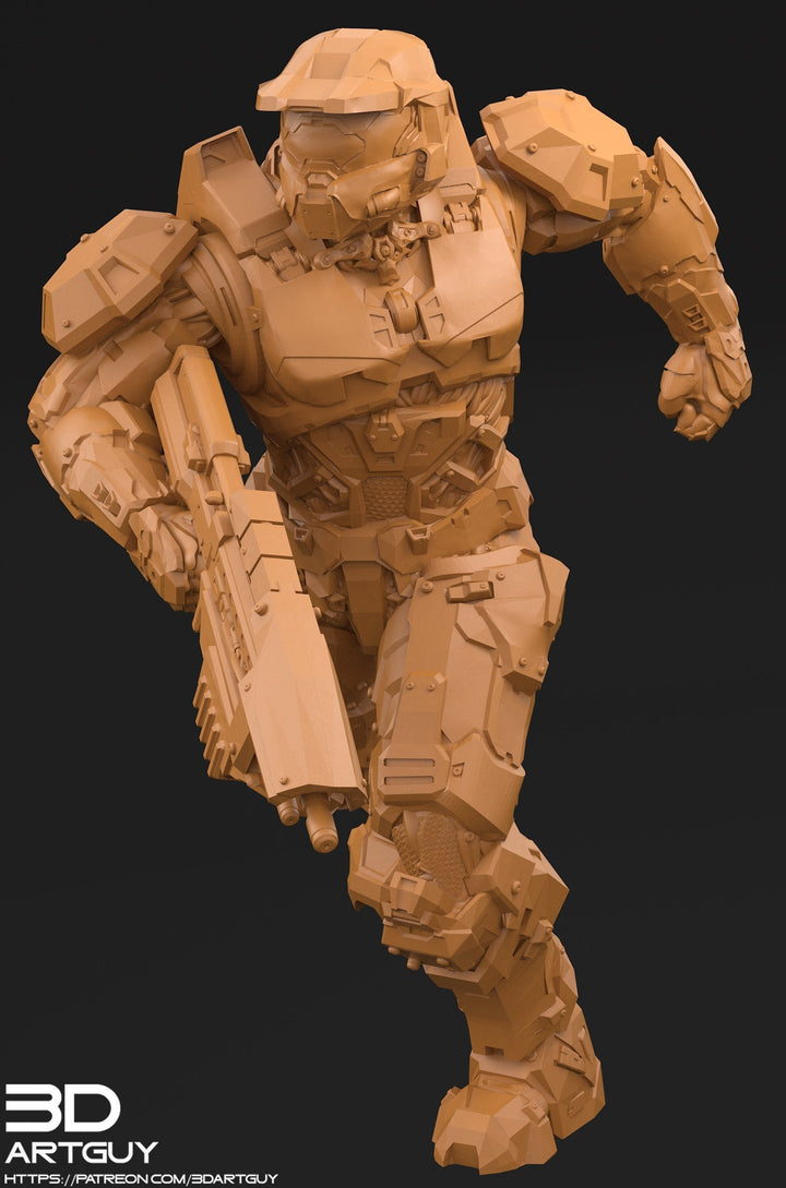 Space Spartan miniature Running pose | 28mm, 32mm Scales also 50mm and 100mm | Sci-Fi Video Games miniatures | Fan Art | 3Dartguy|