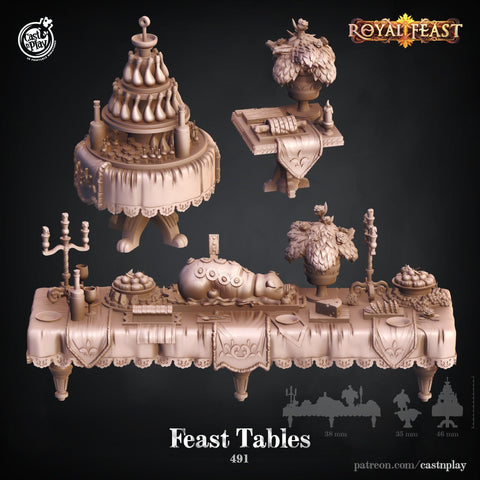 Royal Feast Table Props |Solid Resin 28mm, 32mm| Dungeons and Dragons 5e Miniature | Pathfinder | RPG Tabletop scatter Terrain | DnD|
