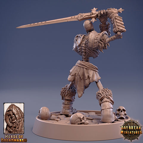 Skeleton Knight with Great Sword |Undead miniature| D and D| 28mm, 32mm, 54mm, 75mm,100mm | Pathfinder | Figure for Painting| Daybreak