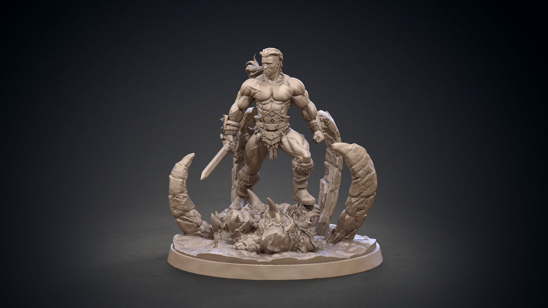 Legendary Barbarian with Sword | 28mm,32mm Scale, 54mm, 75mm | Resin figurine Statue Miniature | Dungeons and Dragons | Clay Cyanide |