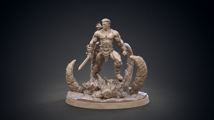 Legendary Barbarian with Sword | 28mm,32mm Scale, 54mm, 75mm | Resin figurine Statue Miniature | Dungeons and Dragons | Clay Cyanide |