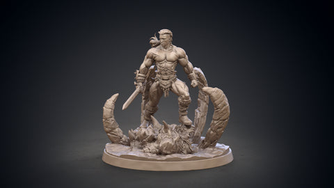 Legendary Barbarian with Sword | 28mm,32mm Scale, 54mm, 75mm | Resin figurine Statue Miniature | Dungeons and Dragons | Clay Cyanide |