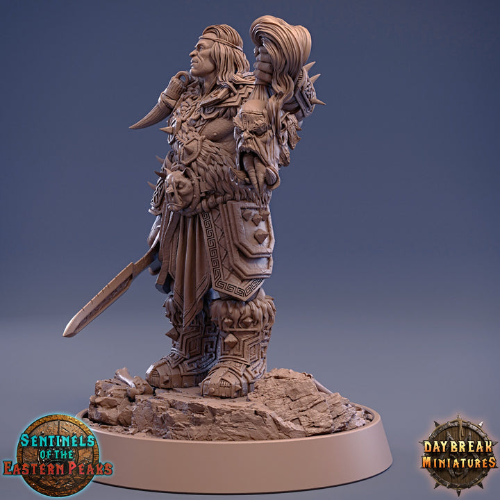 Barbarian Fighter Goliath Human | 28mm, 32mm, 75mm Scale Resin Miniature | Dungeons and Dragons | Daybreak Miniatures