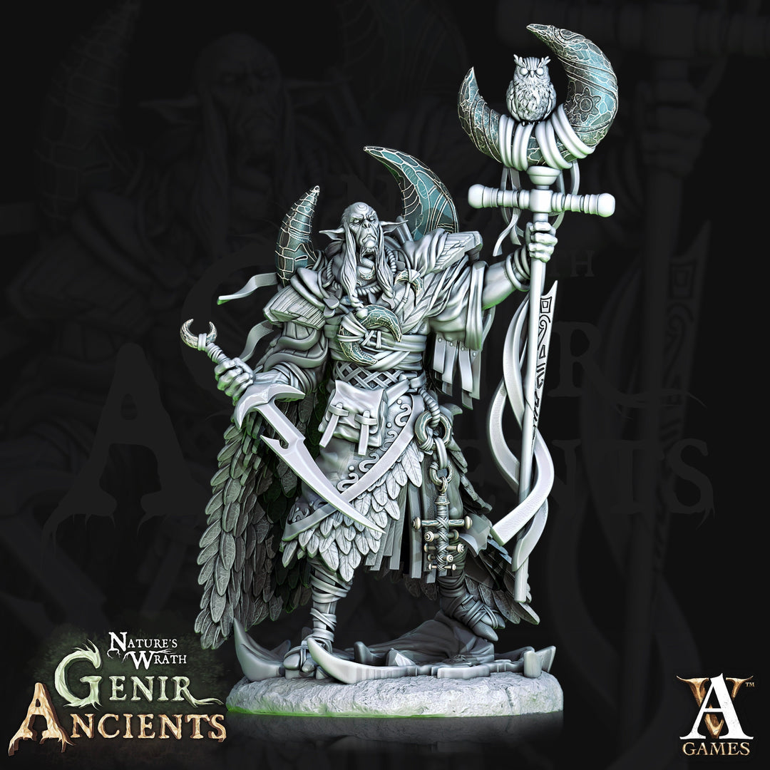 Elf Druid Circle of the Moon Resin Miniature | 28mm, 32mm, 54mm, 75mm, 100mm Scales | Dungeons and Dragons | Pathfinder | Archvillain Games