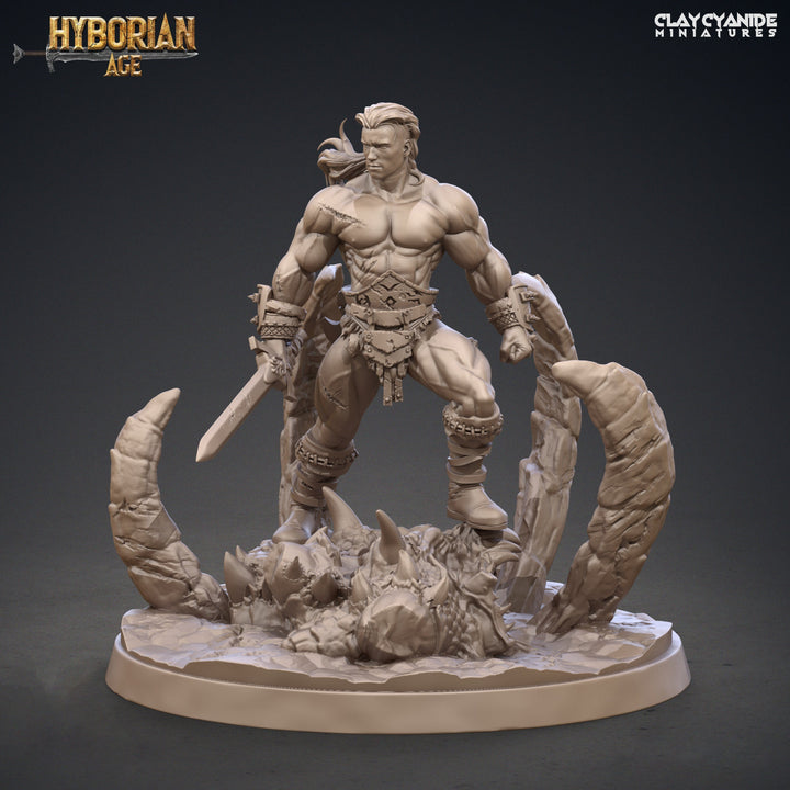 Legendary Barbarian with Sword | 28mm,32mm Scale, 54mm, 75mm | Resin figurine Statue Miniature | Dungeons and Dragons | Clay Cyanide |
