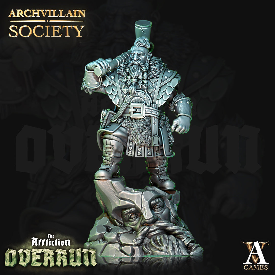 Dwarf Fighter Paladin with Battle Hammer | Dungeons and Dragons|28mm,32mm,54mm|75mm|100m Scales | Pathfinder Mini for Painting | Archvillain