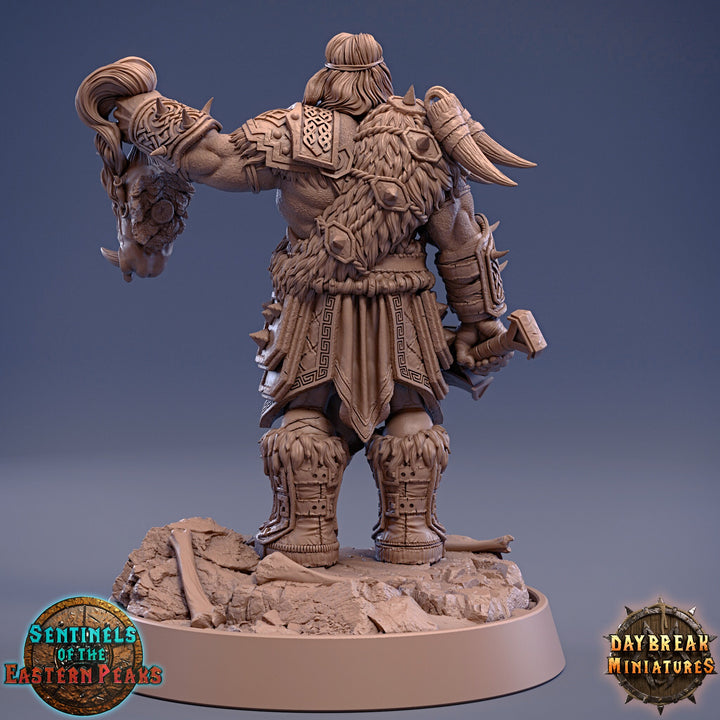 Barbarian Fighter Goliath Human | 28mm, 32mm, 75mm Scale Resin Miniature | Dungeons and Dragons | Daybreak Miniatures